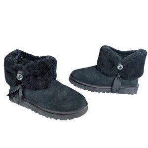 UGG Cinched Fur Mini Bling Snow Boots - Women's Size 9